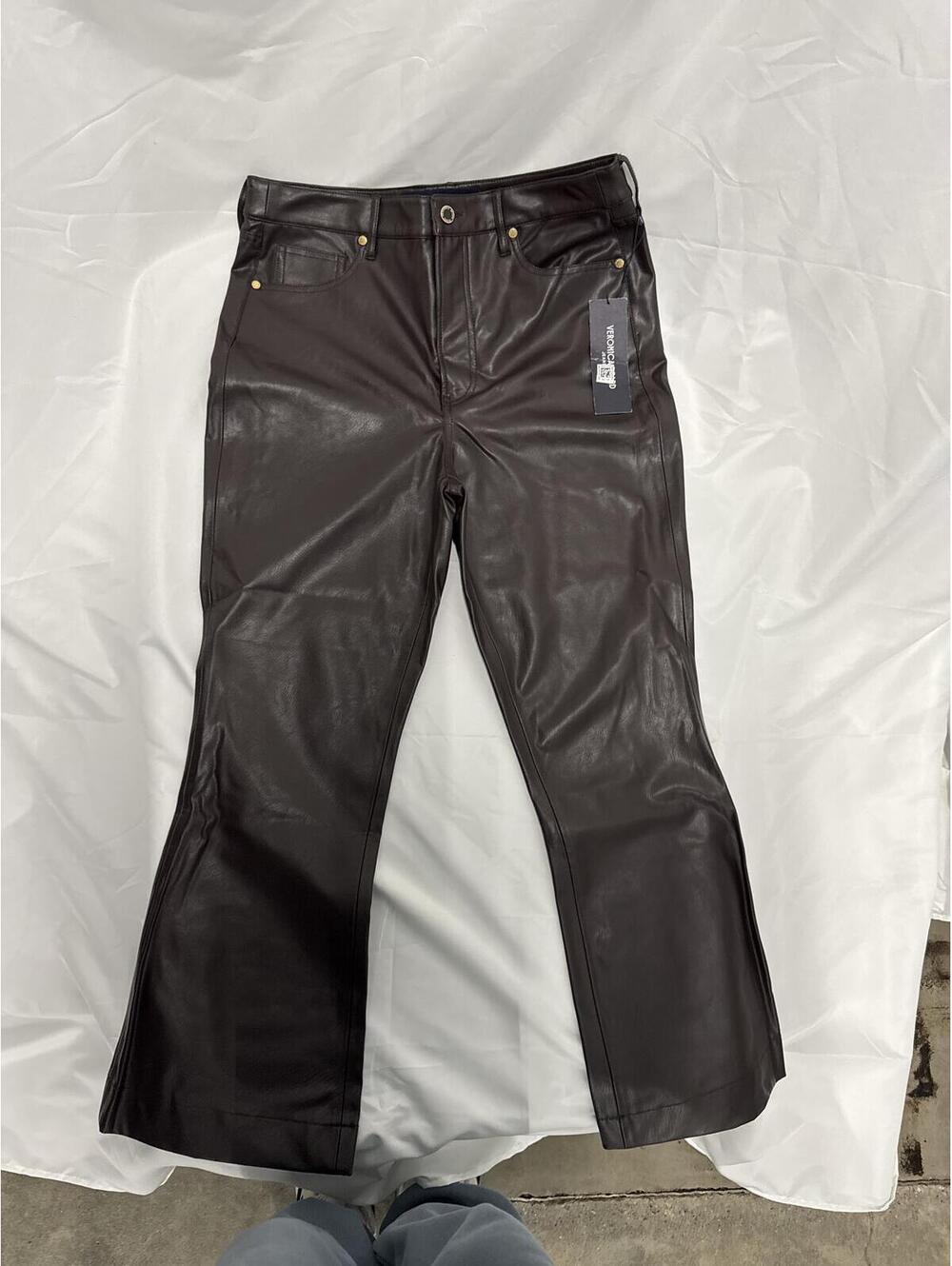 Veronica Beard Brown Faux Leather Flared Pants